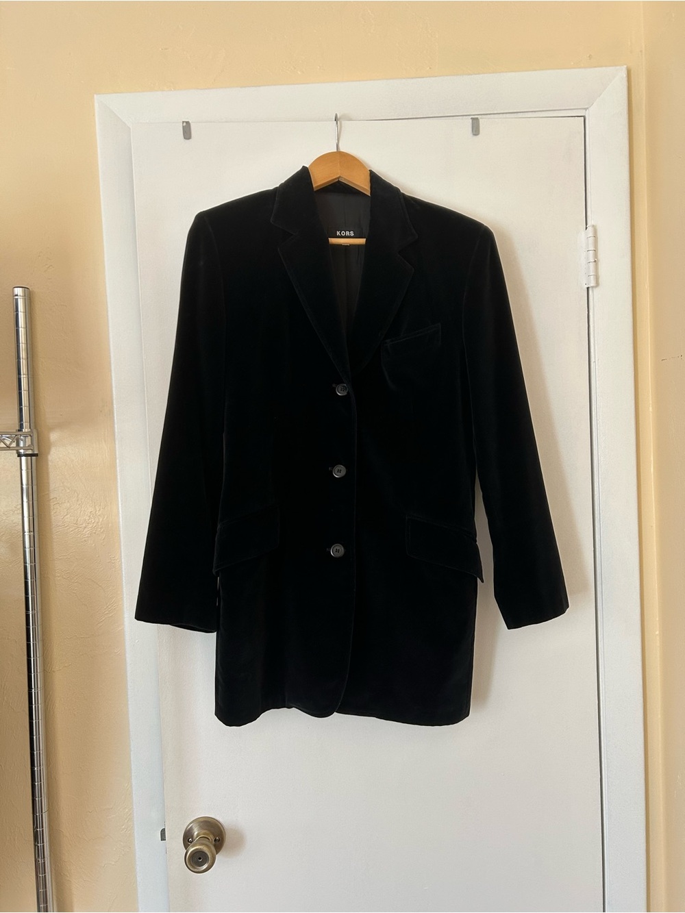 Michael Kors Black Velvet Single-Breasted Blazer Jacket